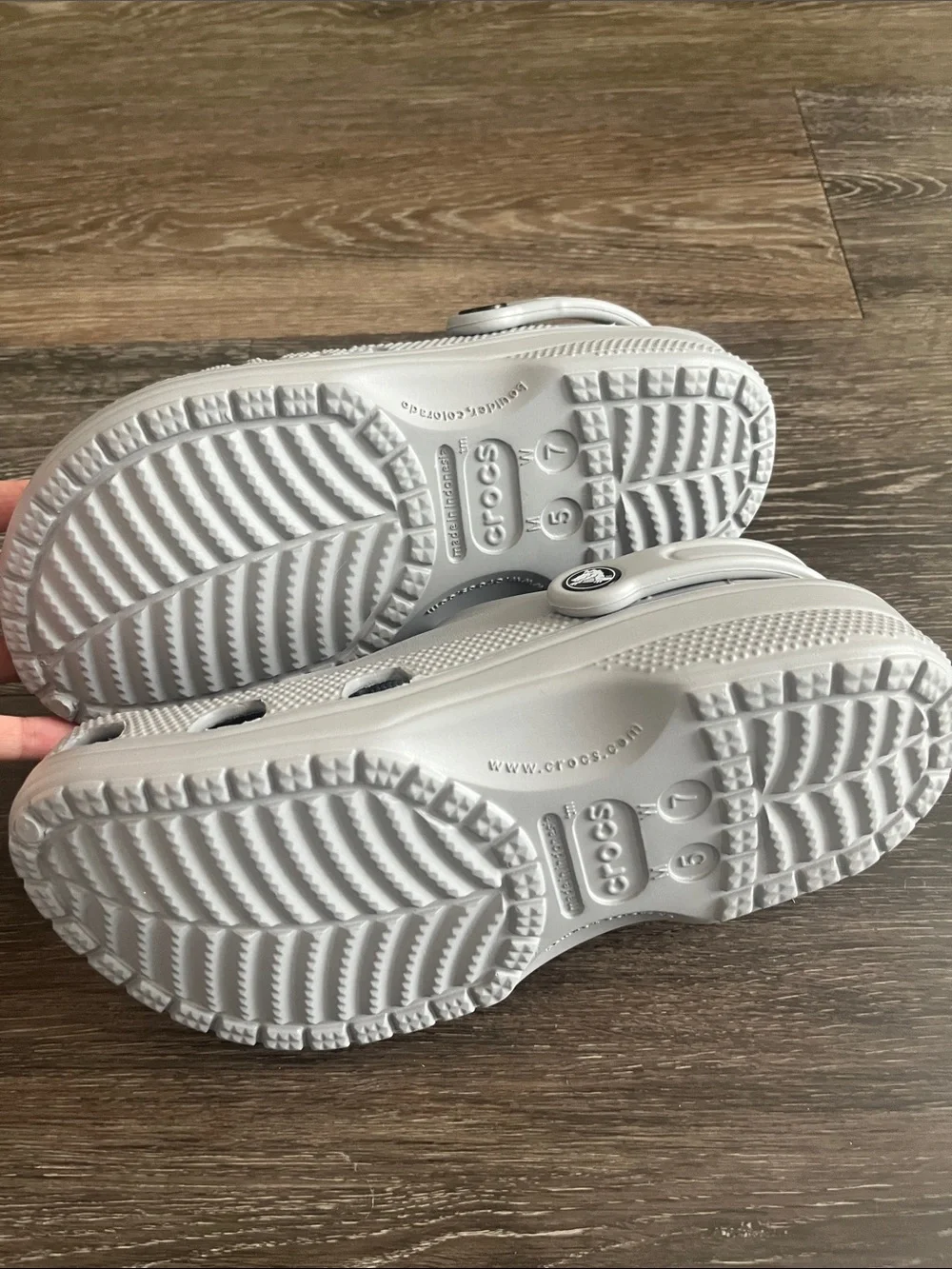 CROCS Kids Light Gray Classic Clog with Heel Strap